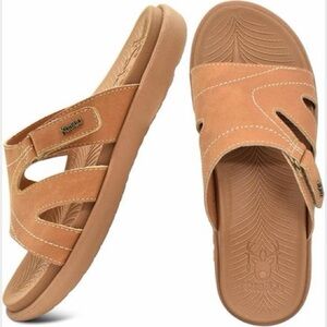Men's Casual Tan Slide Sandals - Comfortable Open-Toe Design
